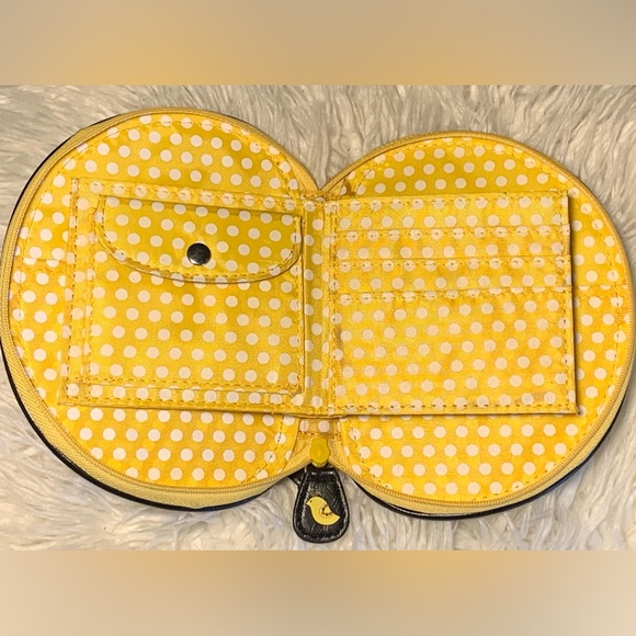 Black and Yellow Wristlet Wallet with Partridge Decoration - Picture 2 of 6